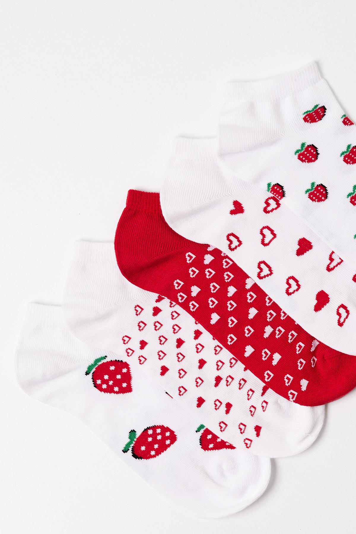 Girl strawberry patterned ankle socks 5-pack