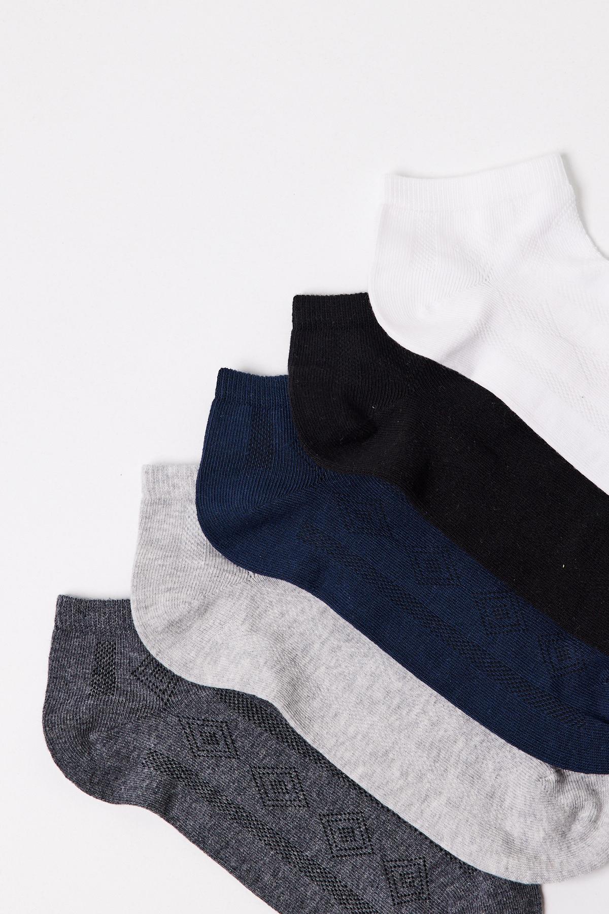 Men's Embroidered Anklet Socks 5-Pack