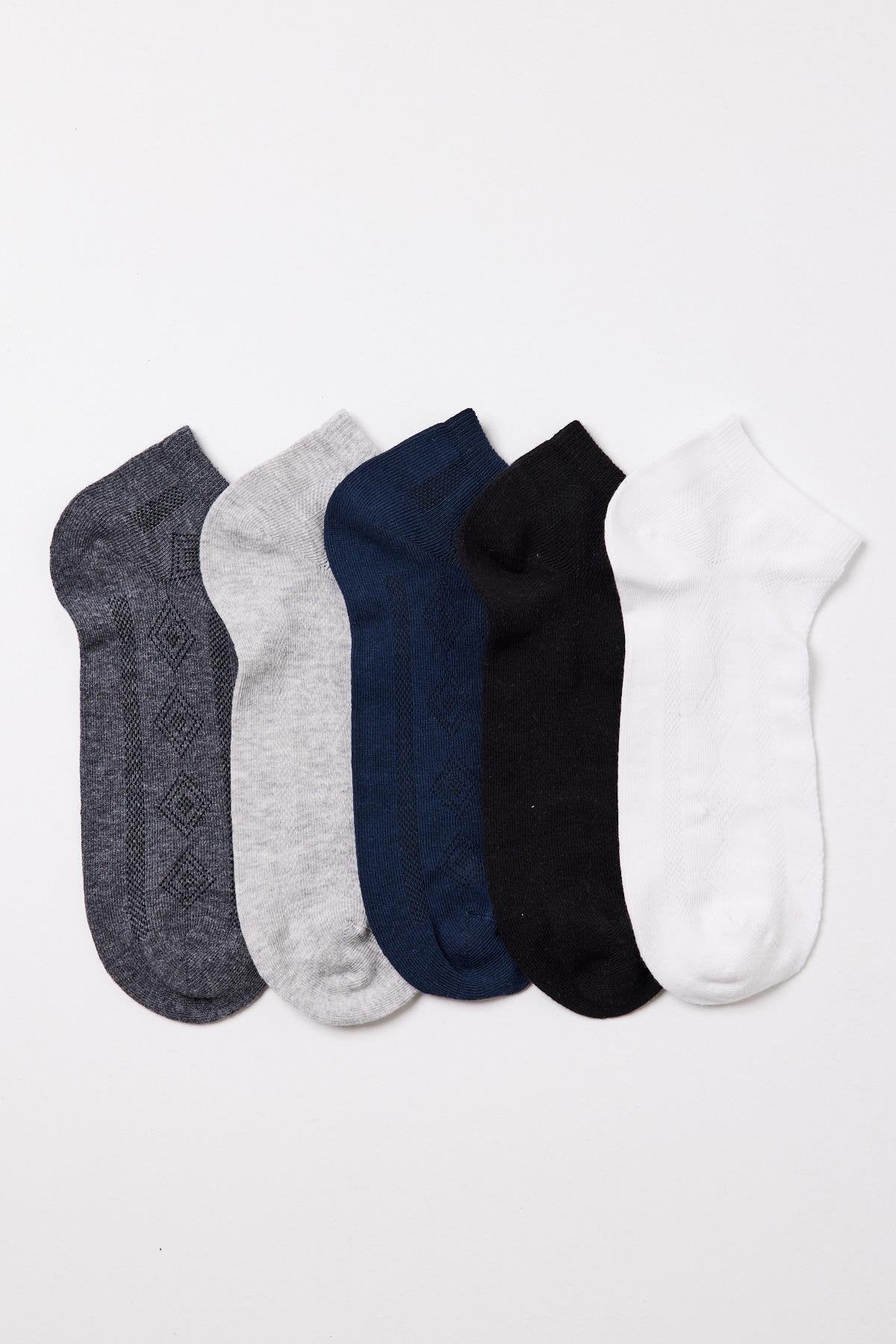 Men's Embroidered Anklet Socks 5-Pack