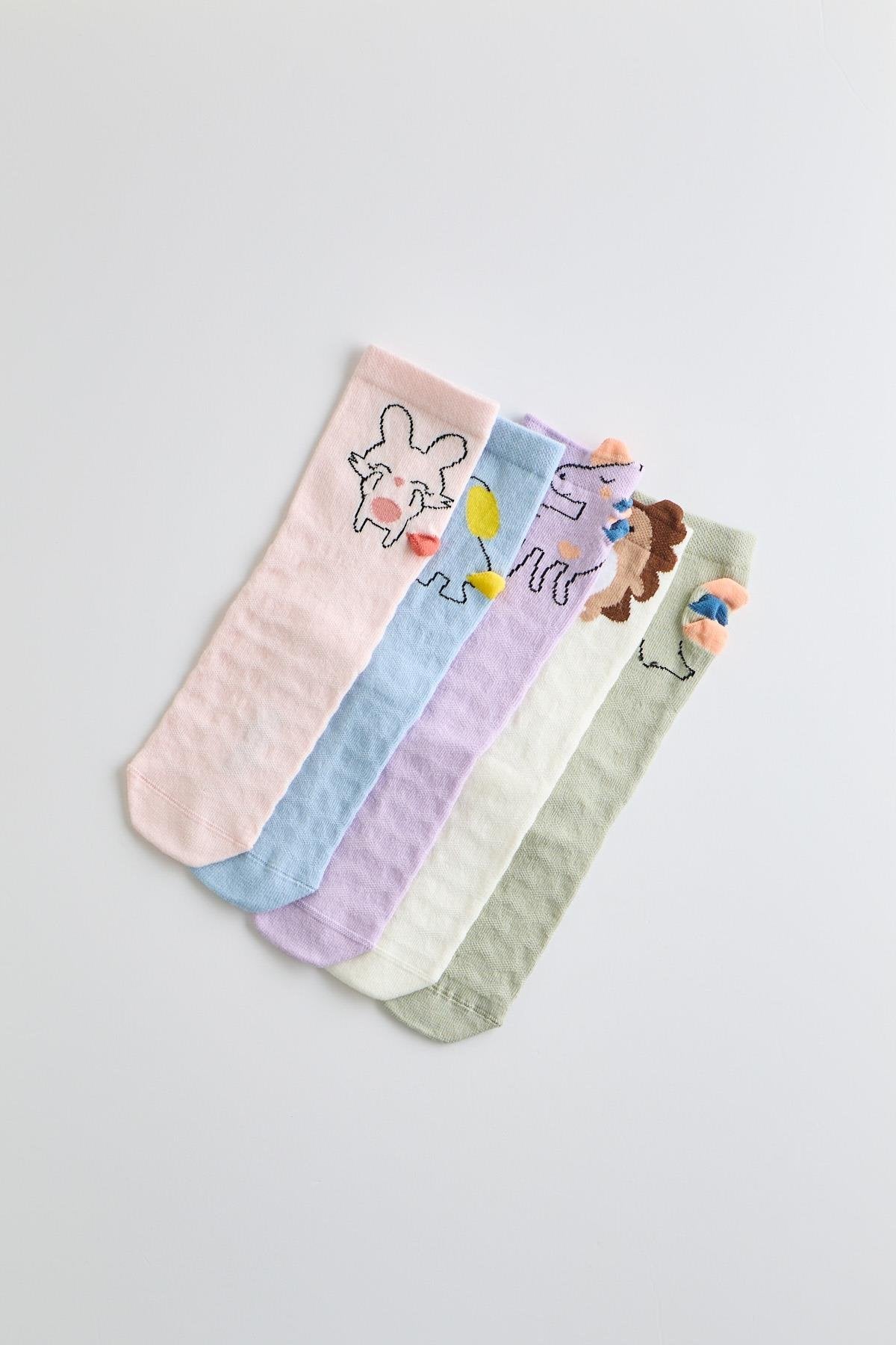 Children's animal ankle socks 5-pack