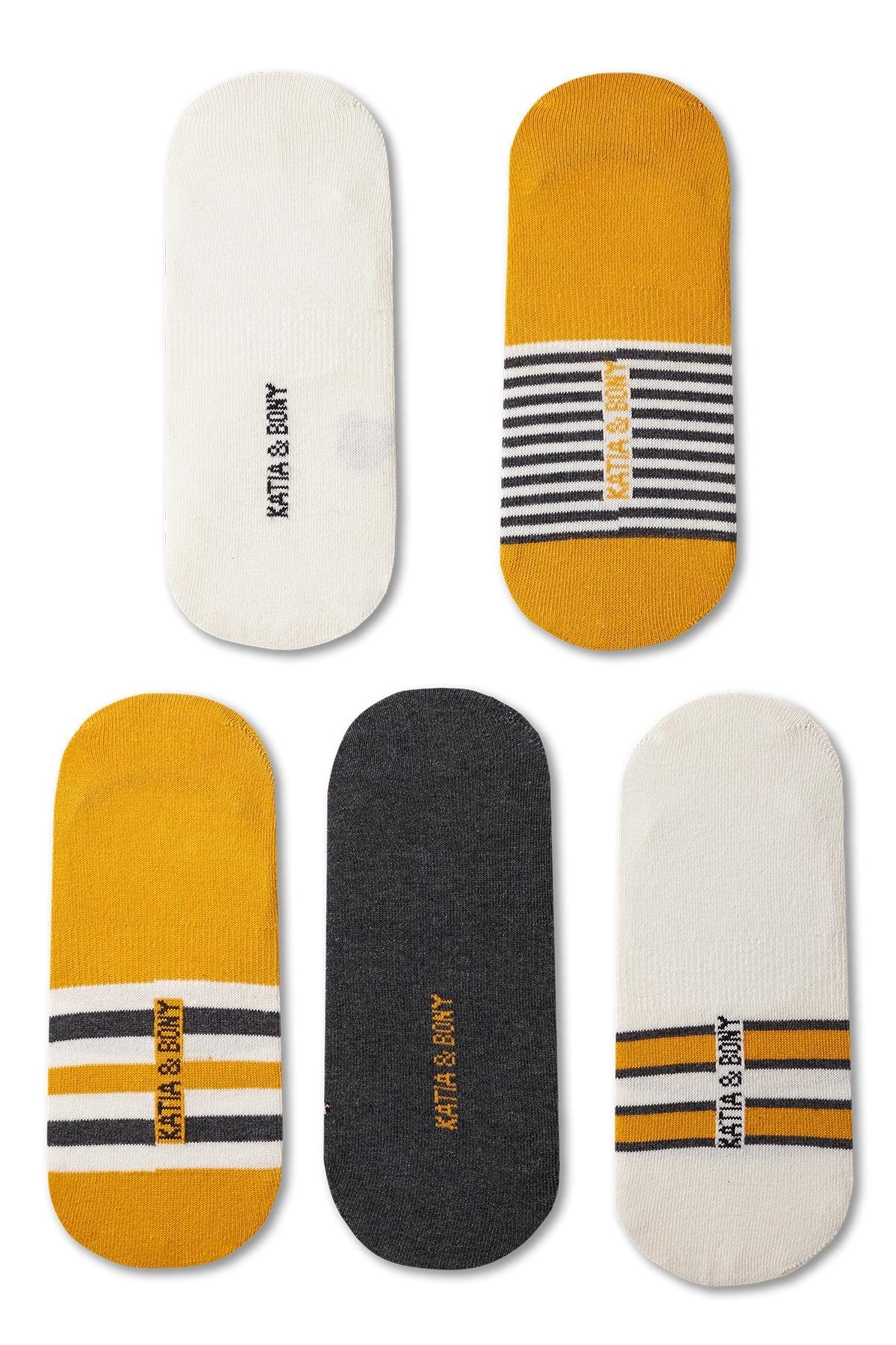 Men's Teddy Bear Detailed Invisible Socks 5-Pack
