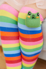 Girls Colored Frog Knee-High Socks