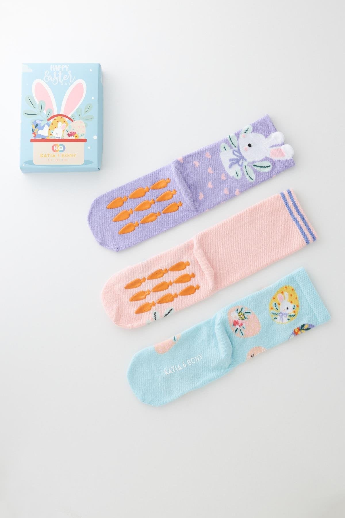 Girls Rabbit Patterned Easter Socks Boxed 3-Pack