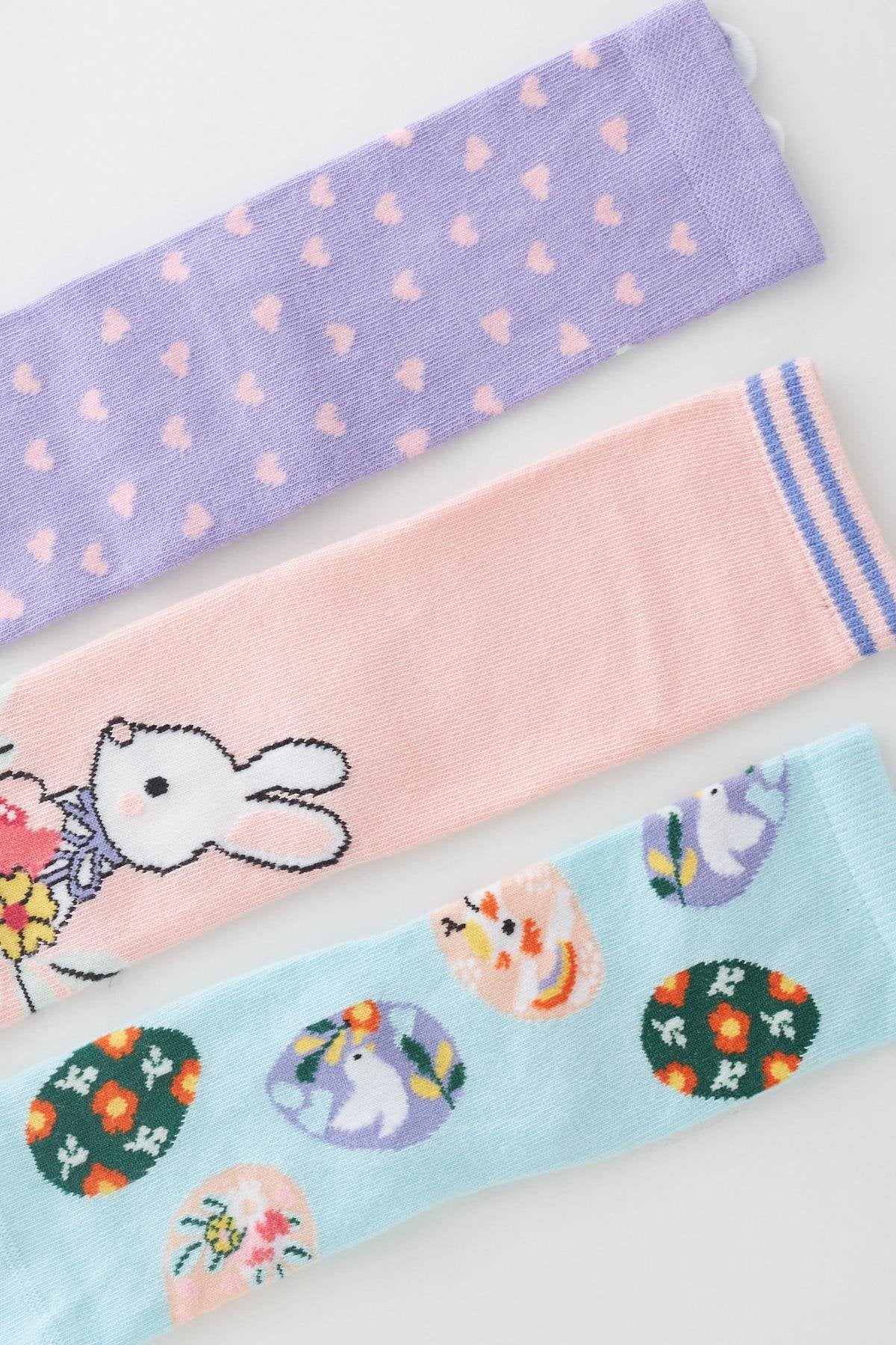 Girls Rabbit Patterned Easter Socks Boxed 3-Pack