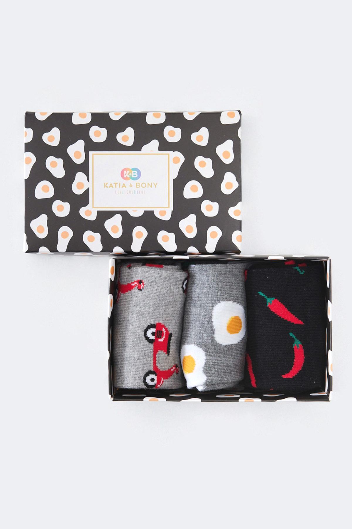 Eggs Socket Socks Boxed 3-Pack