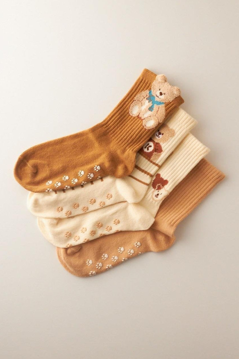 Children's Teddy Bear Patterned Socks 4-Pack