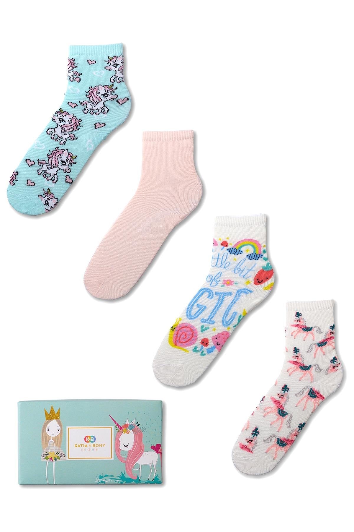 Girls Unicorn Socks Boxed 4-Pack