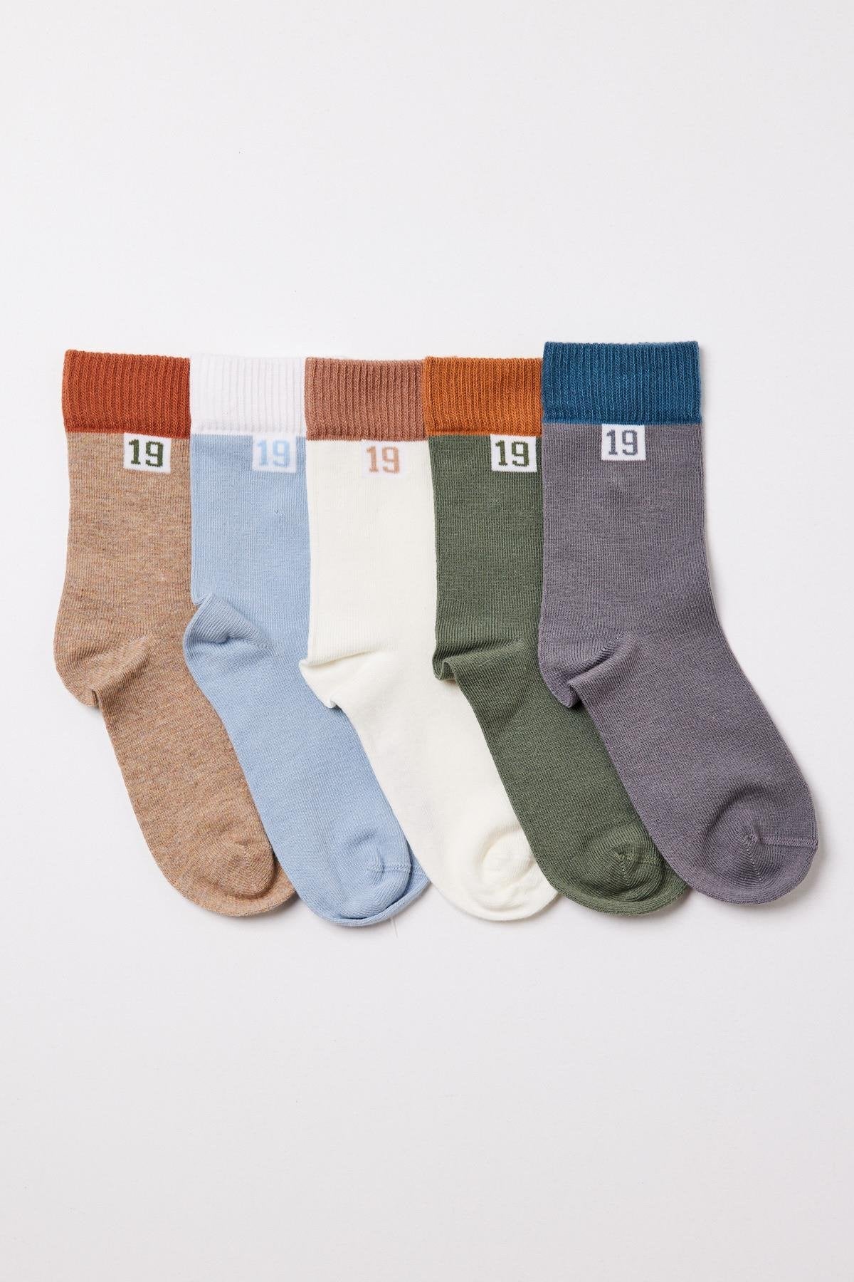 Boys Number Detailed Socks 5-Pack