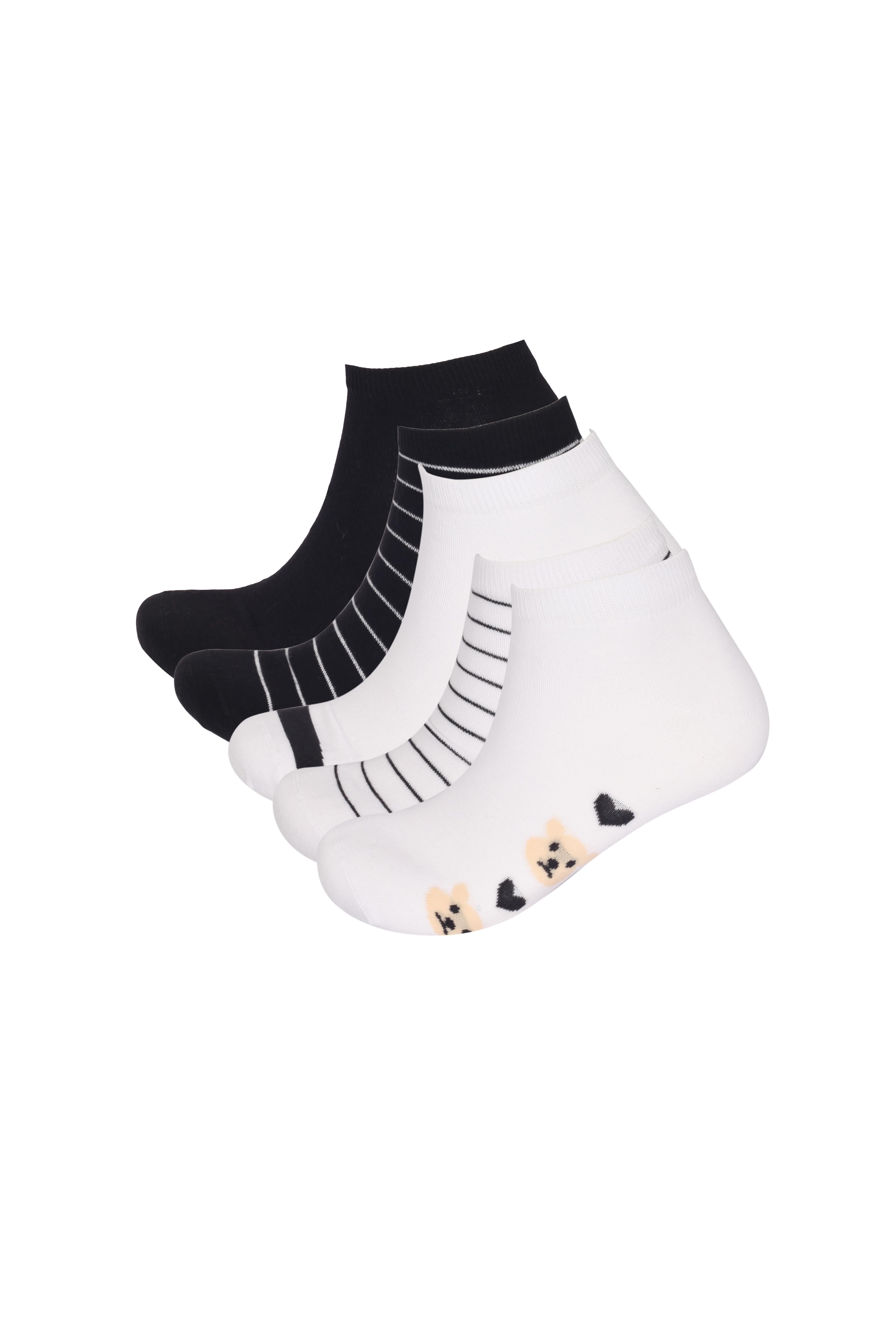 Teddy Bear Printed Ankle Socks 5-Pack