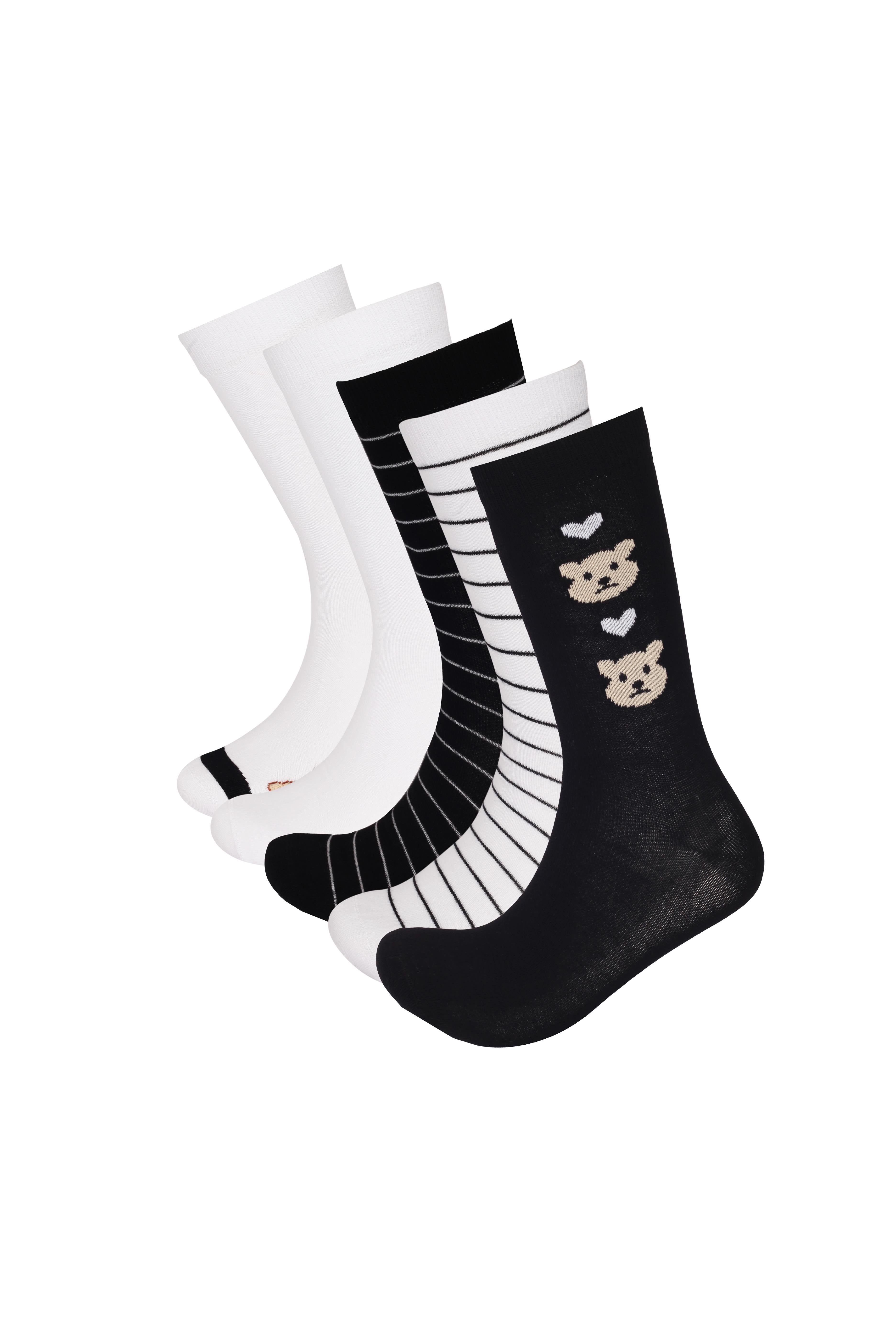 Unisex Teddy Bear Socket Socks 5-Pack