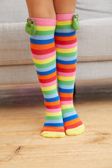 Girls Colored Frog Knee-High Socks