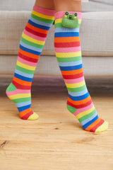 Girls Colored Frog Knee-High Socks