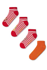 Children's red and white striped ankle socks 4-pack