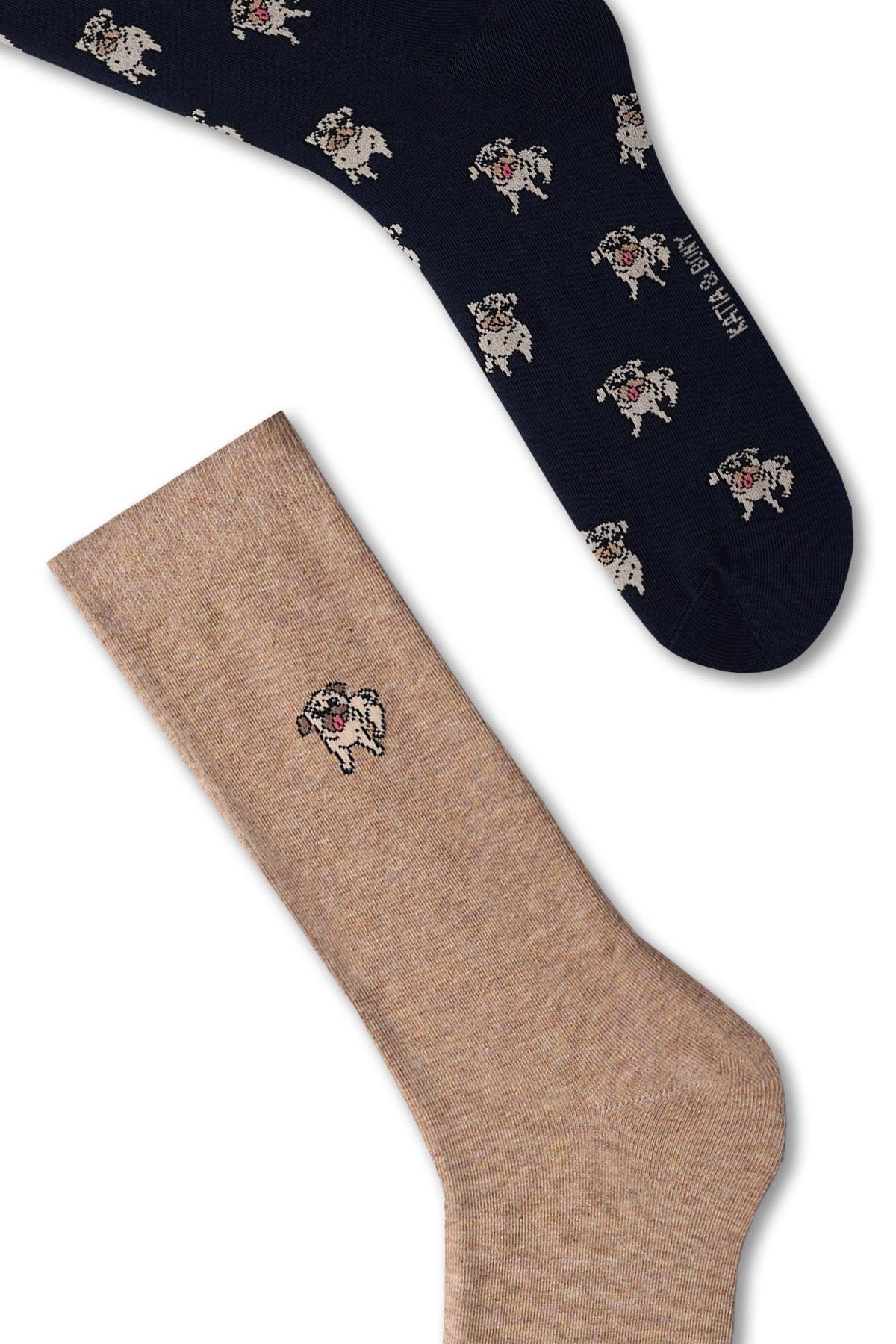 Unisex Dog Patterned Socket Socks 2-Pack