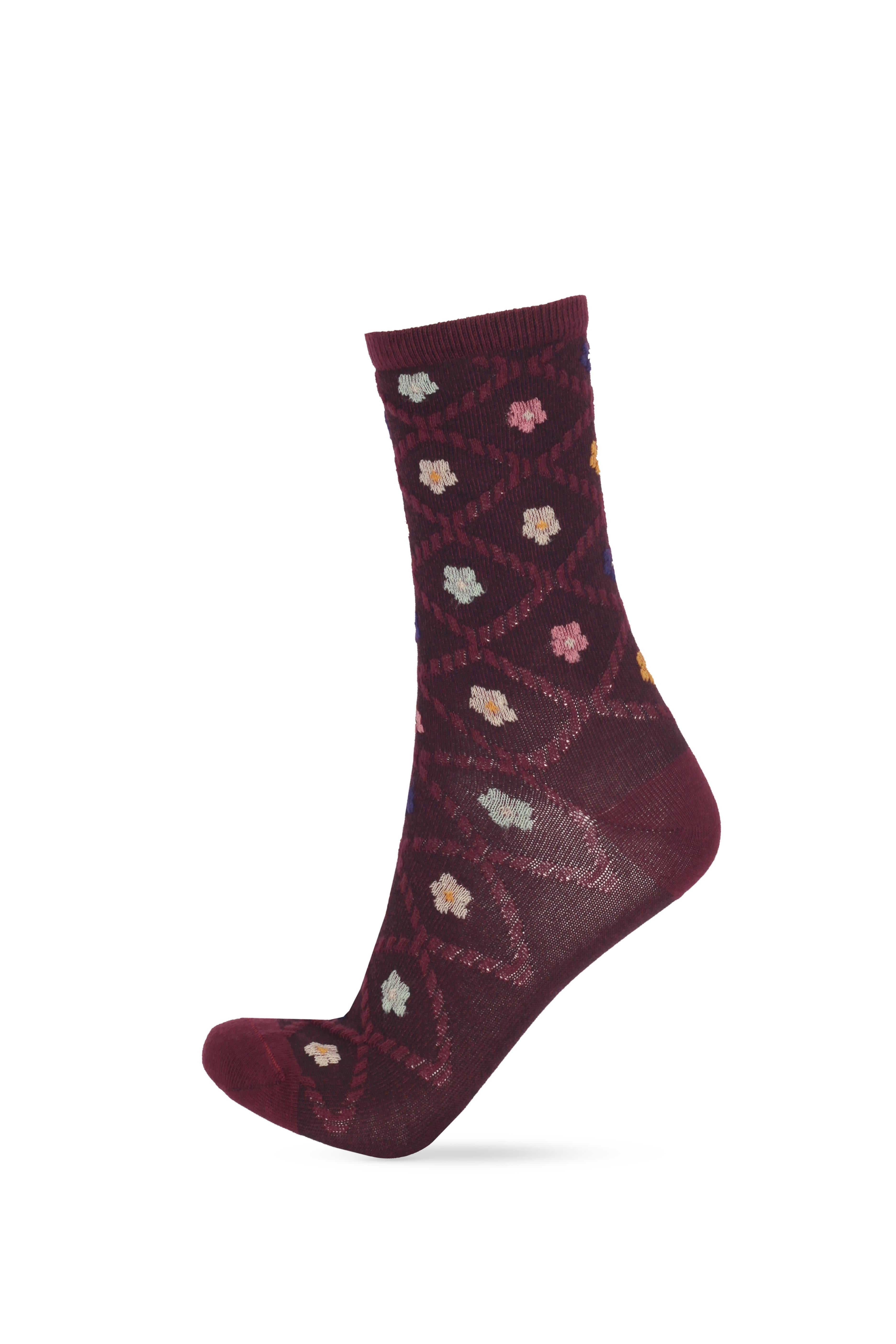 Women's Embossed Cehvron Patterned Socket Socks 5-Pack