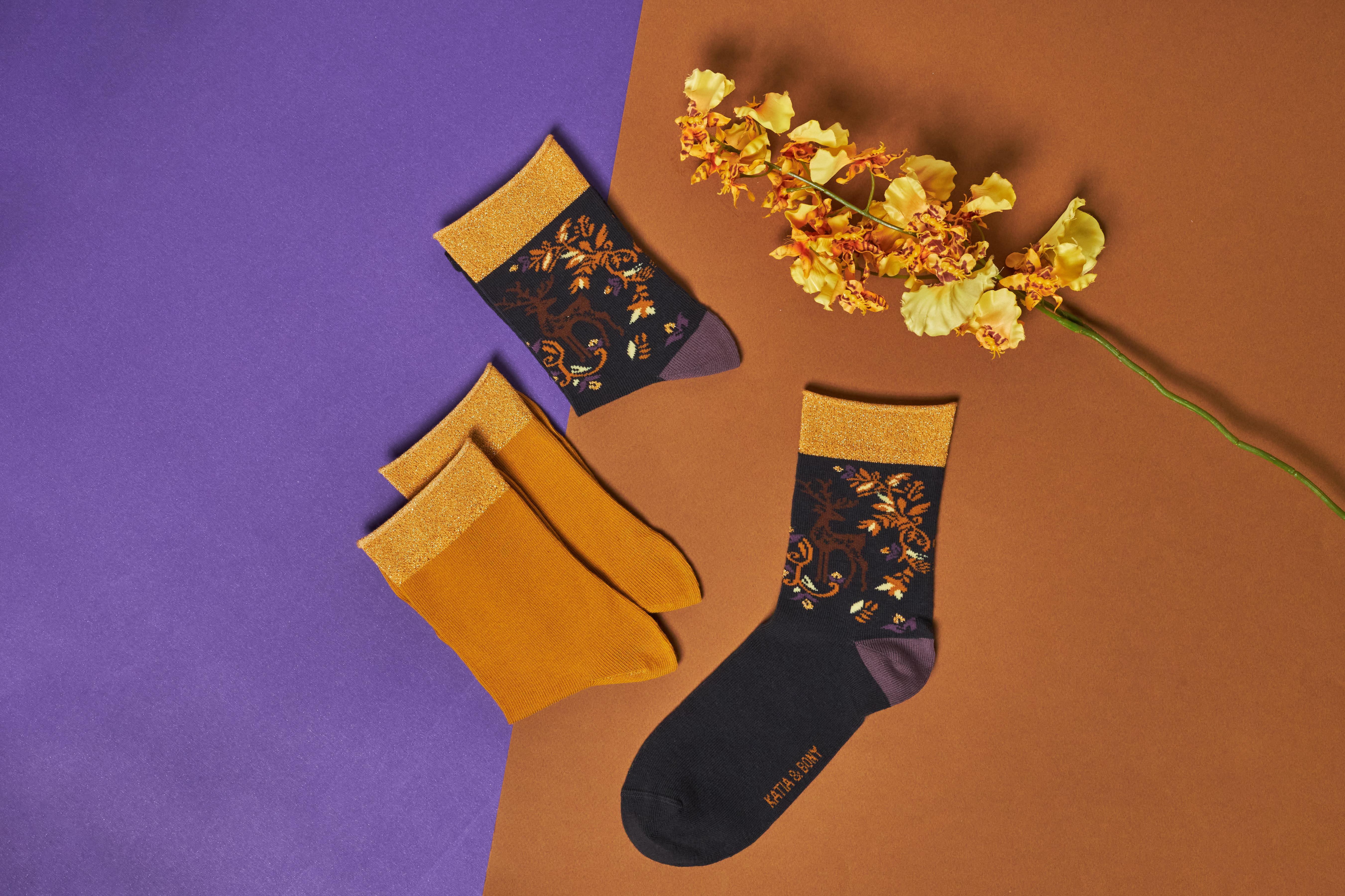 Women's Patterned Glitter Socket Socks 2-Pack