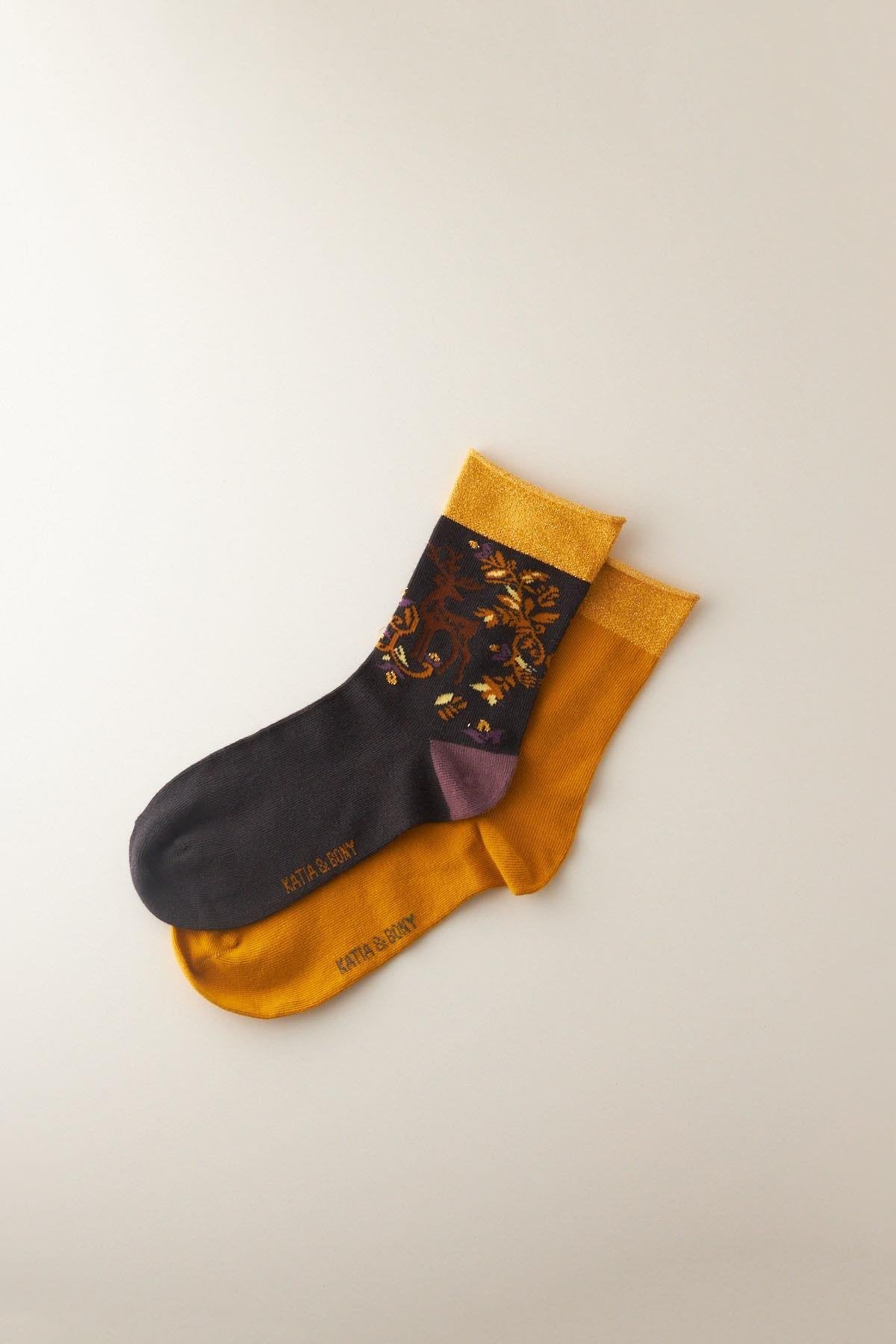 Women's Patterned Glitter Socket Socks 2-Pack