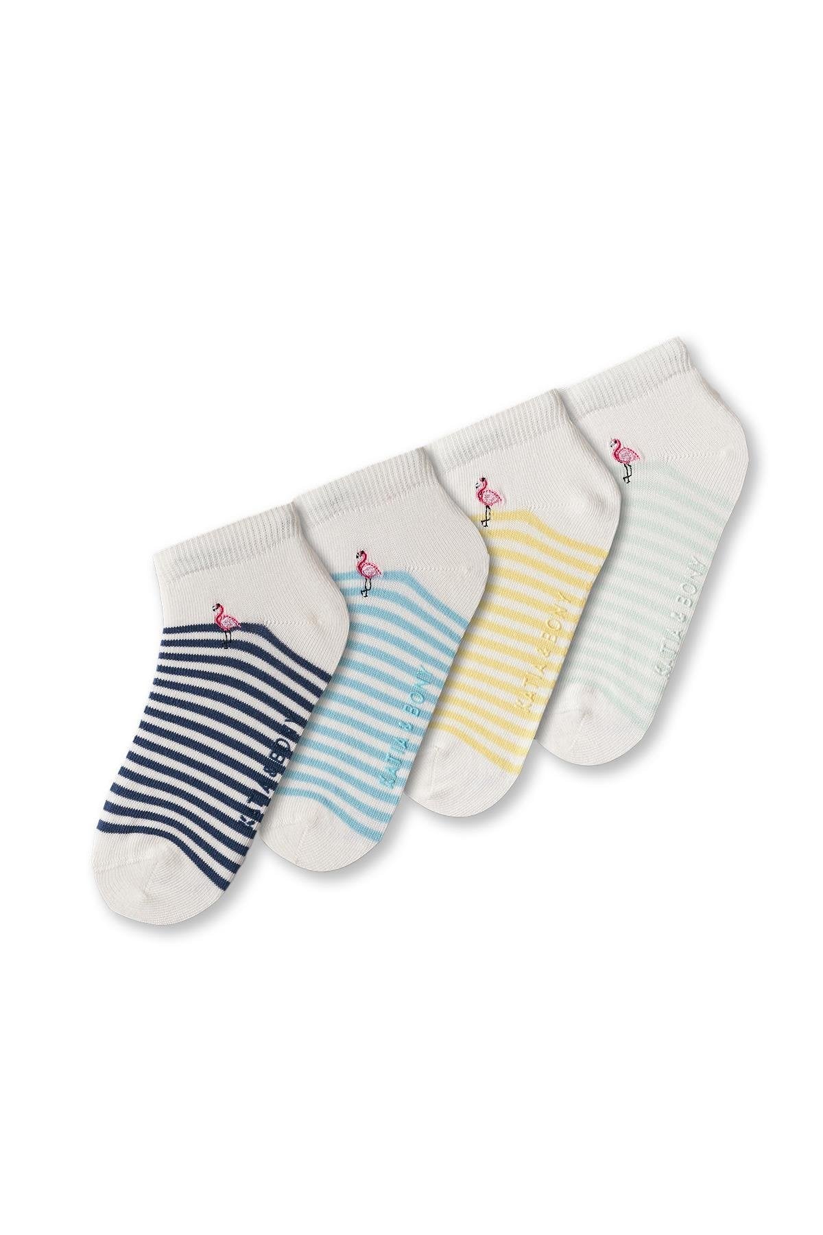 Women's Flamingo Patterned Step Socks 4-Pack