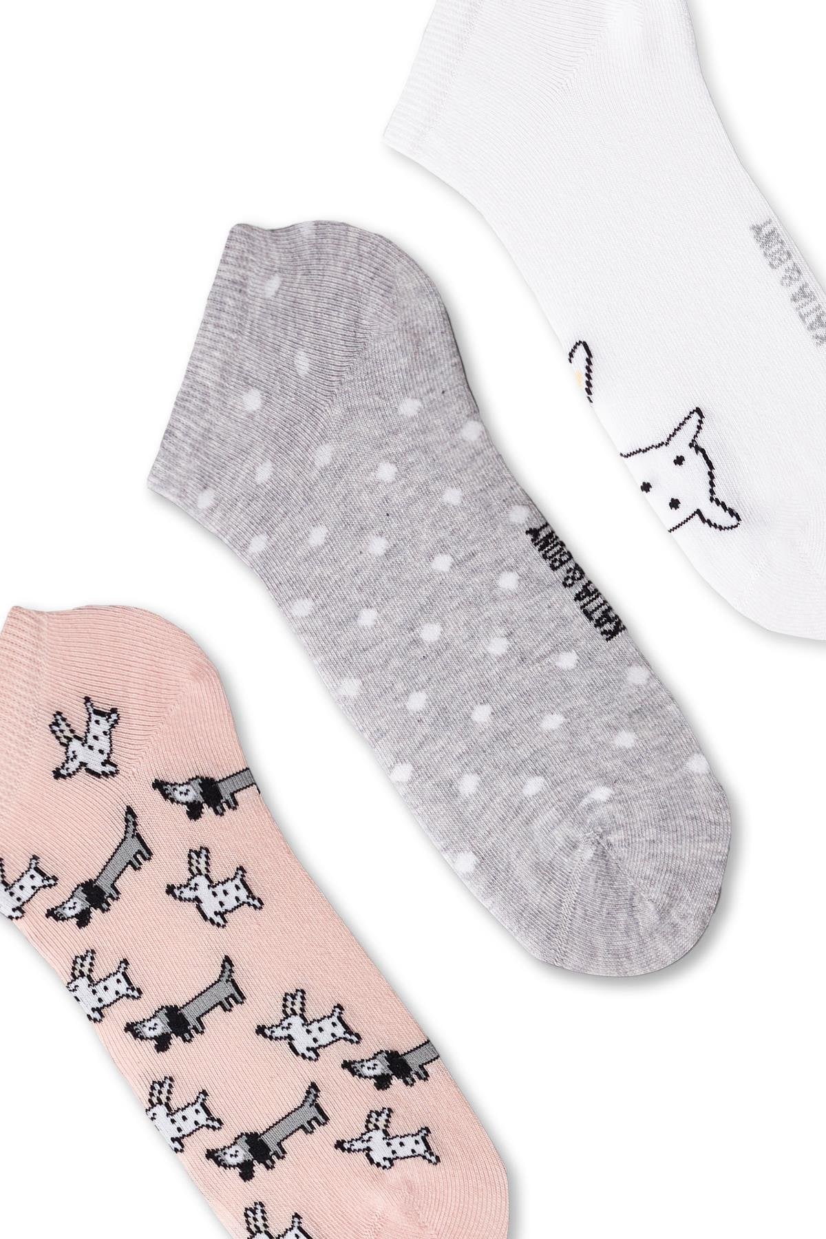 Women's Dog Patterned Step Socks 3-Pack
