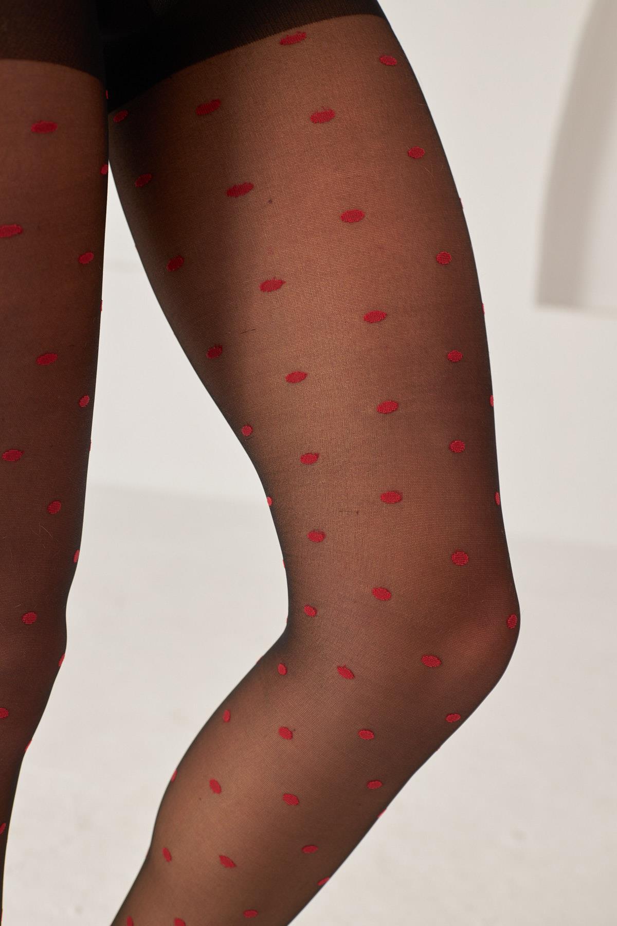 Polka Detailed Pantyhose 15 Den