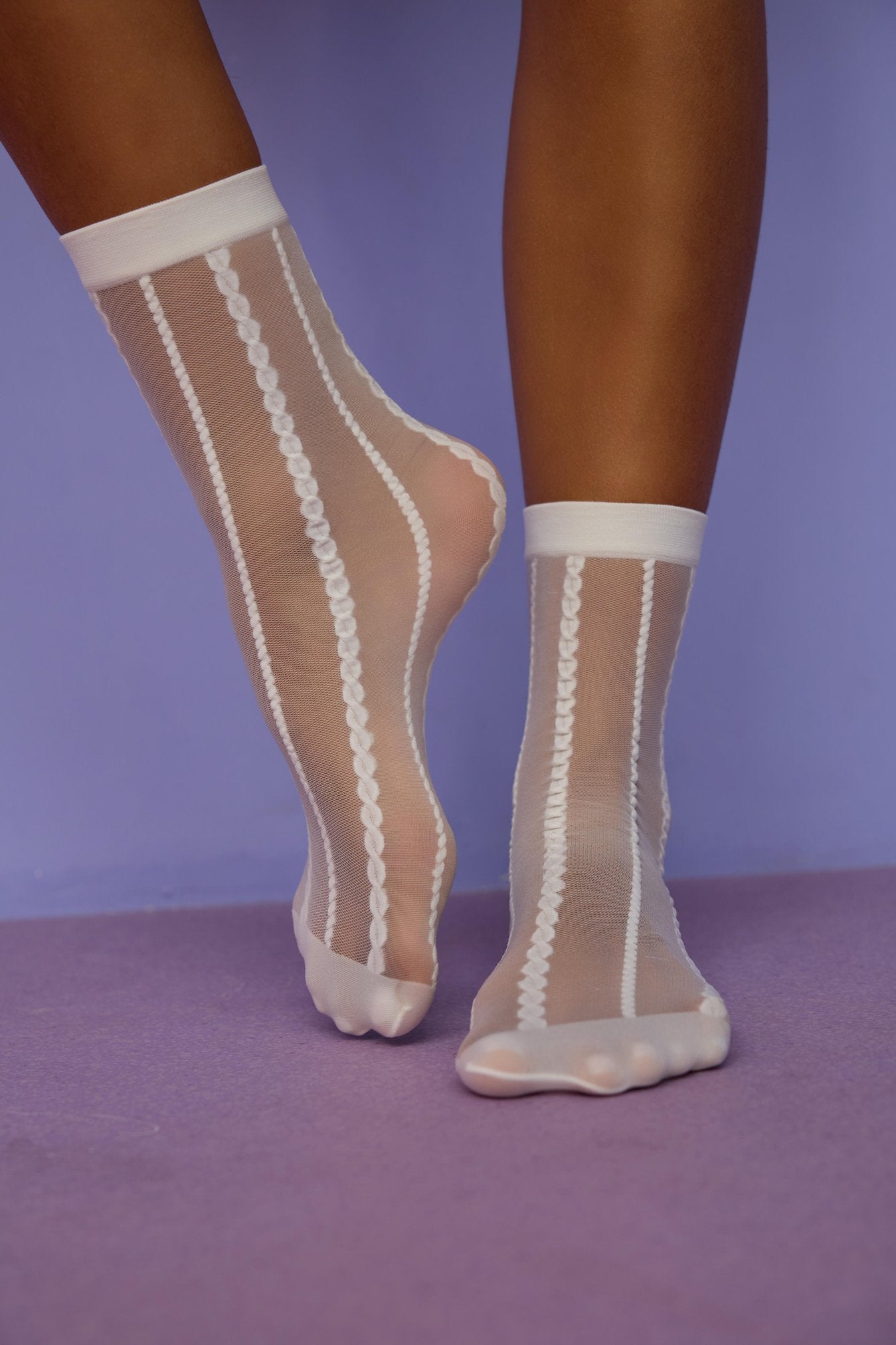Women's Stripe Patterned Thin Socket Socks