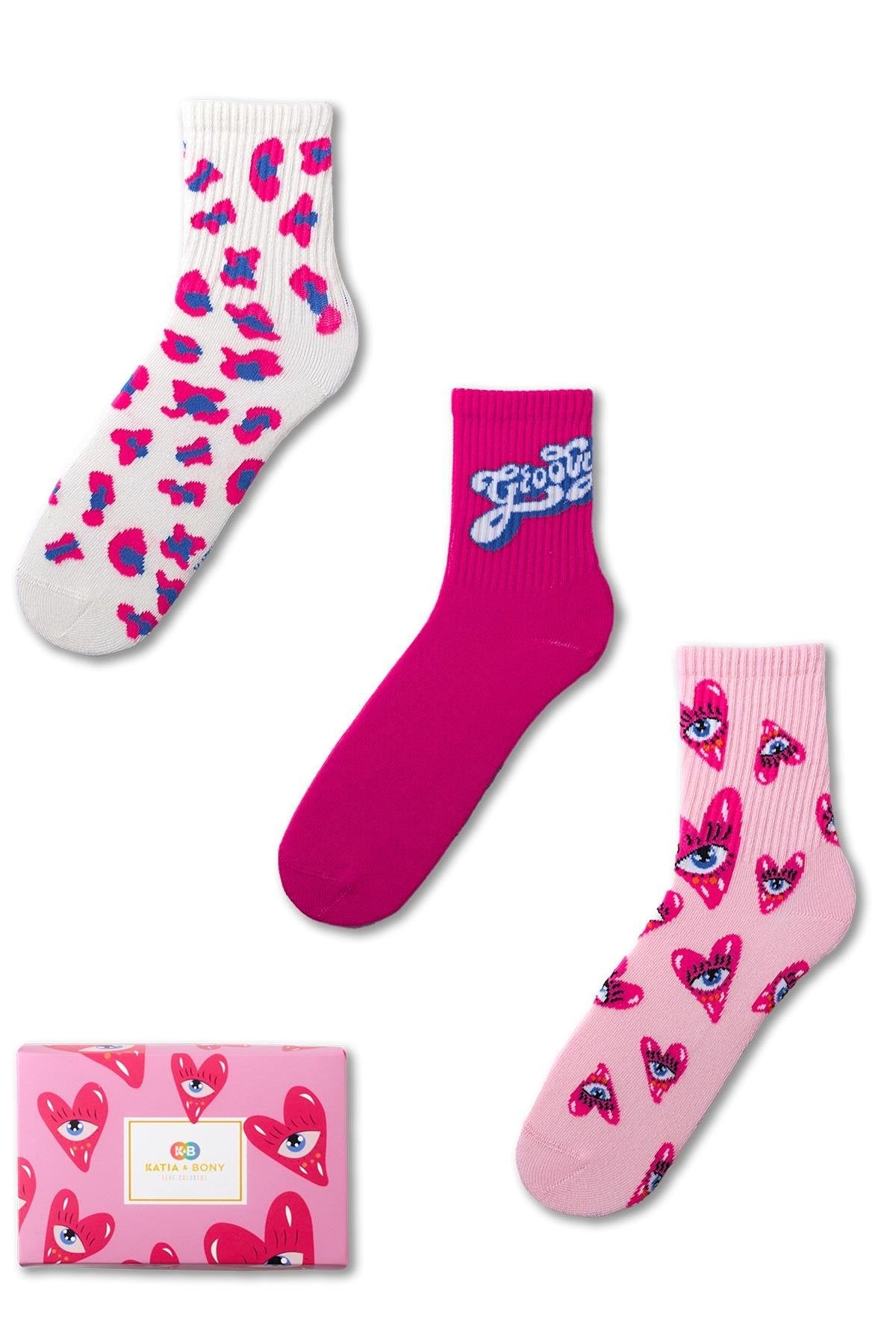Women's Heart Socket Socks Boxed 3-Pack