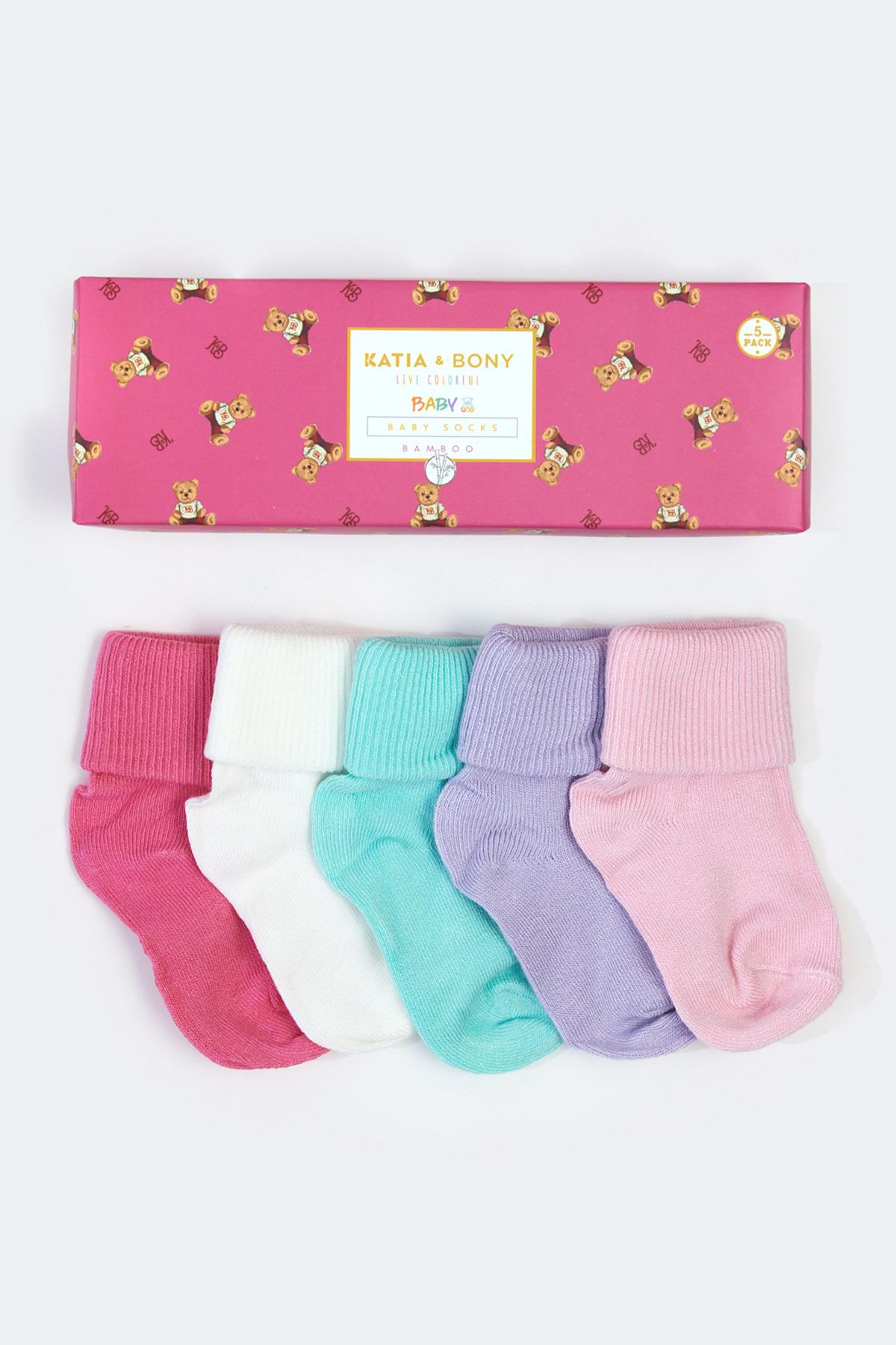 Newborn baby girl non-slip bamboo socks 5-pack